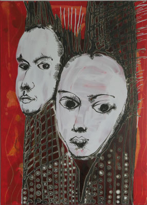 Paar, 50 x 70 cm Mixed Media auf Textil
