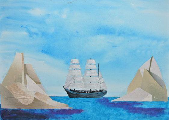 Schiff mit Eisberge, Acryl, 50 x70cm, Keilrahmen, zu verschenken
