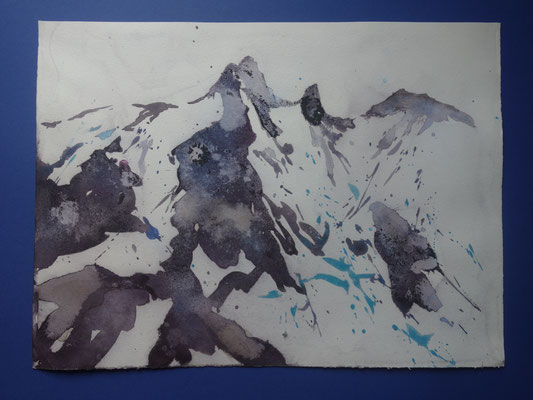 Alpenlandschaft, Aquarell, 40x30 cm, 200 €