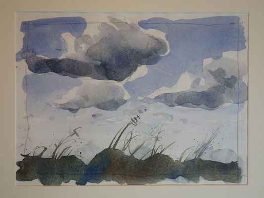 Unter Wolken, Aquarell, 40x30 cm, 200 €