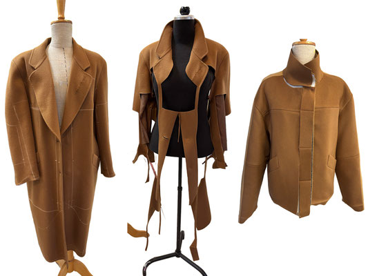 Aus einem beschädigten Kaschmirmantel wurde dank Upcycling eine moderne Jacke geschaffen – nachhaltig, wertig und individuell