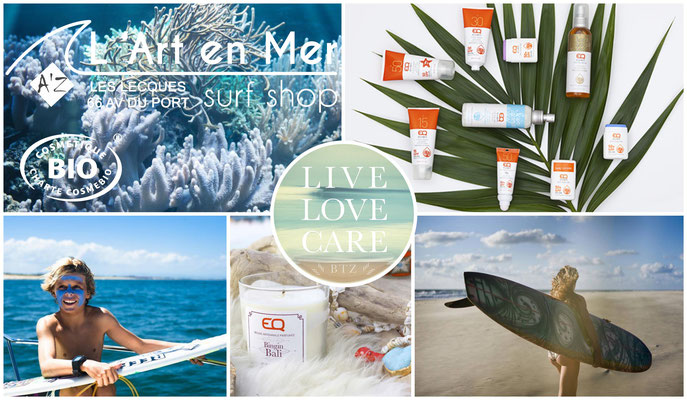 EQ Love cosmétique naturelle certifié bio made in France Surf Shop Les Lecques L' Art en Mer Concept Store Saint Cyr sur Mer