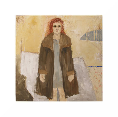 After The Party (in my furcoat) II, 60x60cm, Mischtechnik auf Hartfaser, gerahmt in Alurahmen 