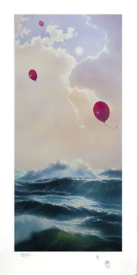 Sea Balloons, mixed media on board, 10'x 20".