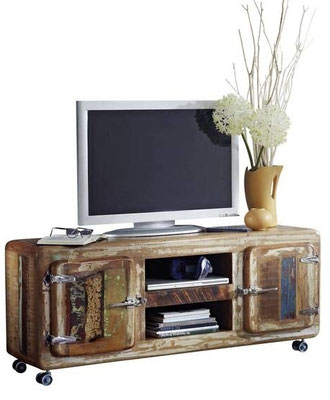 porta TV +porta +televisione +mobile +legno +recupero +etnico +riciclato +multicolore +televisore