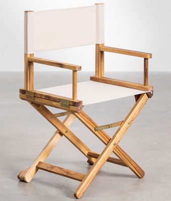sedia, regista, legno, acacia, telo, beige