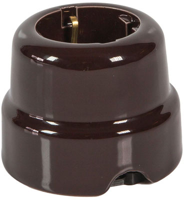 Presa italo/tedesca 2P+T Fanton 84011 – compatibile con spine Schuko e italiane, ideale per impianti elettrici a vista in stile retrò o industriale - ceramica marrone