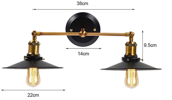 lampada +vintage +parete +industriale +sandroshop +vendita +online +2 +lampadine +retrò