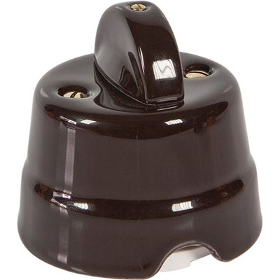 Pulsante rotativo in ceramica Fanton FME84002 – interruttore elegante per impianti elettrici a vista in stile retrò colore marrone