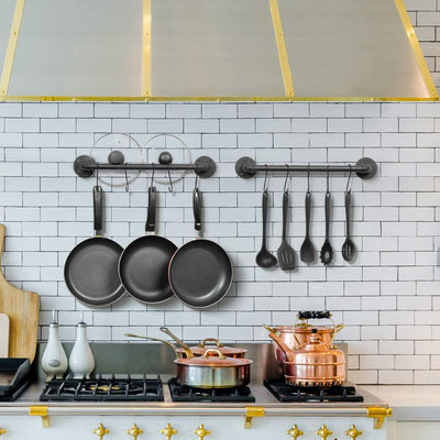 barra #tubo #idraulico #porta #piatti #mestoli #posate #cucina #vintage