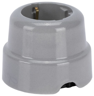 Presa italo/tedesca 2P+T Fanton 84011 – compatibile con spine Schuko e italiane, ideale per impianti elettrici a vista in stile retrò o industriale - ceramica grigia