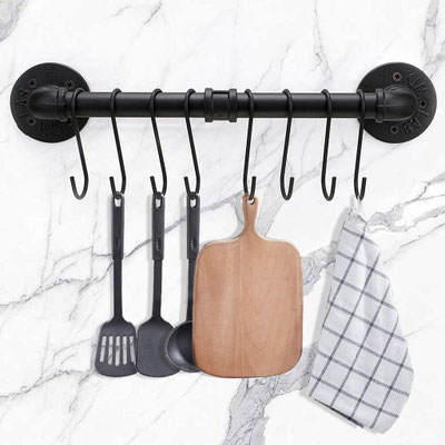 barra #tubo #idraulico #porta #salviette #mestoli #posate #cucina #vintage