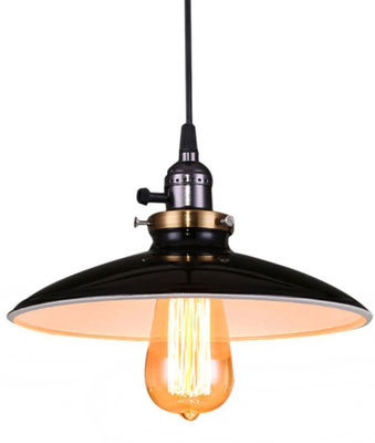 lampada #vintage #nera #smaltata #retrò #industriale #soffitto #pendente