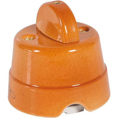 Pulsante rotativo in ceramica Fanton FME84002 – interruttore elegante per impianti elettrici a vista in stile retrò colore terracotta