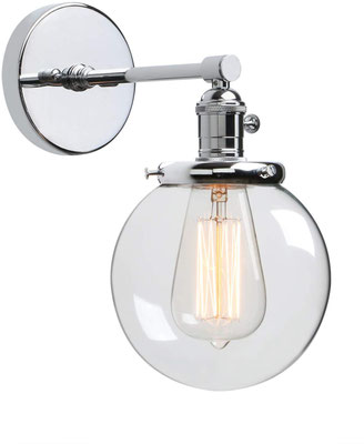lampada a parete #vintage #industriale #acciaio #cromato #sandroshop +vetro +boccia