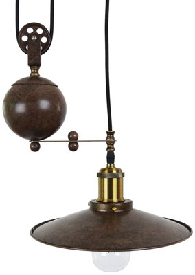 paralume +vintage +lampadario +sospeso +carrucola +contrappeso +rame +anticato