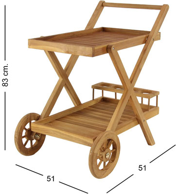 carrello #porta #vivande #legno #teak #ruote #giardino
