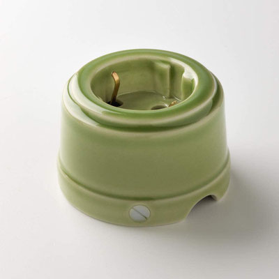 presa #unel #ceramica #klartext #impianto #elettrico #vintage #verde #lucido