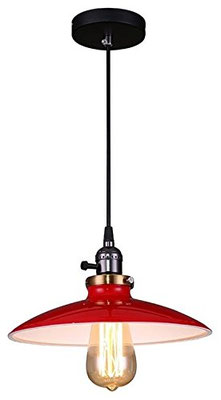 lampada #vintage #rossa #smaltata #retrò #industriale #soffitto #pendente
