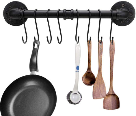 barra #tubo #idraulico #porta #salviette #mestoli #posate #cucina #vintage #padelle