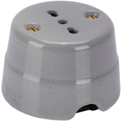 Presa bipasso italiana 2P+T Fanton 84010 – compatibile con spine 10A e 16A, ideale per impianti elettrici a vista in stile retrò colore grigio