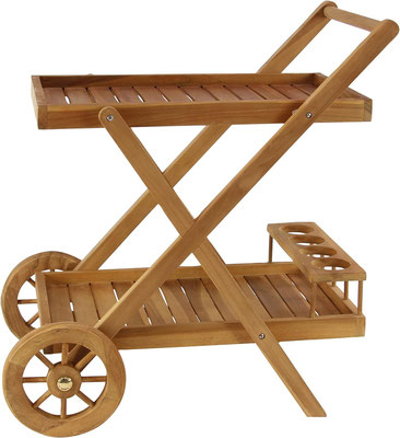 carrello #porta #vivande #legno #teak #ruote #giardino