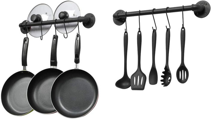 barra #tubo #idraulico #porta #padelle #mestoli #posate #cucina #vintage