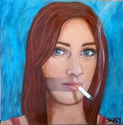  femme qui fume n=11- 30/30 cm- Collage acrylique -