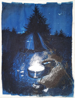 Cher Père Noël, technique mixte sur papier, 50 x 65 cm, 2025