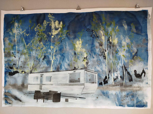 Schönwald, technique mixte sur papier, 133 x 199cm, 2024