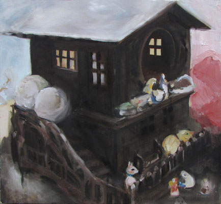 Le chalet, 60 x 65 cm, huile sur toile, 2013