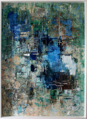 Tass Wolf - Schwimm - 2011 - Öl auf Leinwand, Papier, Fäden - 185 x 137 cm