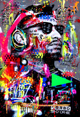 MARC JUNG X MARCO FISCHER // MAXWELL 187 STRASSENBANDE OBSTHUSTLER 2019, mixed media on canvas, 115x75cm