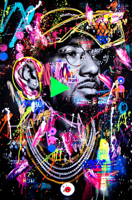 MARC JUNG X MARCO FISCHER // Jerome Boateng THE JIGGY ROCK BOA, 2019, mixed media on canvas, 115x75cm 