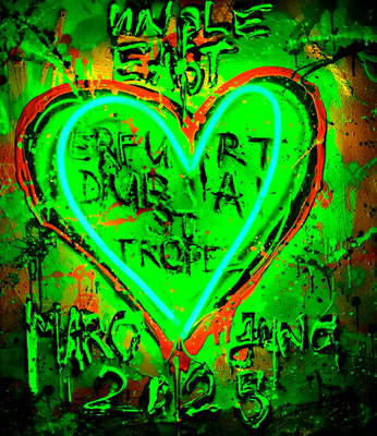 UNCLE EAST, 2025, mixed media and neon light on wood, 80x70x15cm