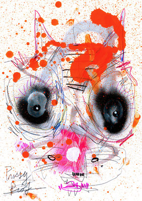 PUSSY POWER, 2016, mixed mdia on paper, 42x29,7cm