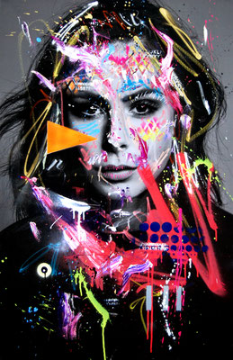 MARC JUNG X MARCO FISCHER // Lena Meyer Landrut BLACK PEARL, 2018, mixed media on canvas, 115x75cm