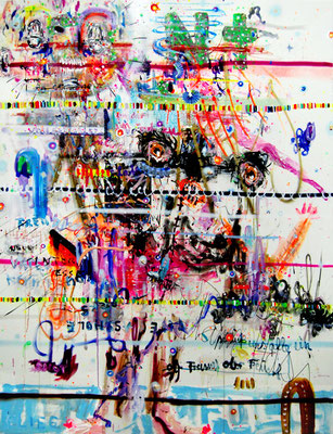   CONTACT HURTS, 2010, mixed media on canvas, 200x150cm