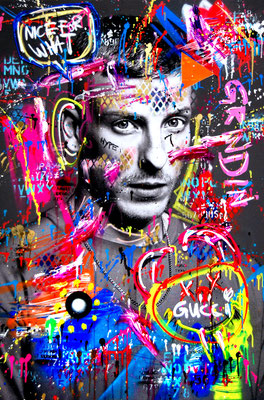 MARC JUNG X MARCO FISCHER // Felix Lobrecht NEUKÖLLN HUSTLER, 2020, mixed media on canvas, 120x80cm