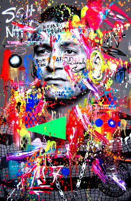 MARC JUNG X MARCO FISCHER // LX 187 STRASSENBANDE SCHNAPPOBST 2019, mixed media on canvas, 115x75cm