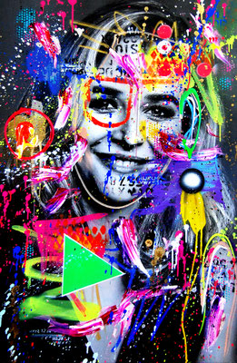 KATRIN BAUERNFEIND BLÖDEL CHICK, 2019, mixed media on canvas, 115x75cm