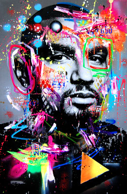 MARC JUNG X MARCO FISCHER // KEVIN PRINCE BOATENG BOLZPLATZ KING, 2019, mixed media on canvas, 115x75cm 