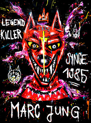 LEGEND KILLER, 2025, mixed media on canvas, 120x90cm