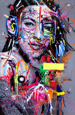 MARC JUNG X MARCO FISCHER  // Jeannine Michaelsen MAULTASCHENLOLITA, 2017, mixed media on canvas, 115x75cm 