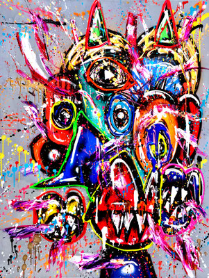 EVIL JORDAN, 2025, mixed media on canvas, 120x90cm