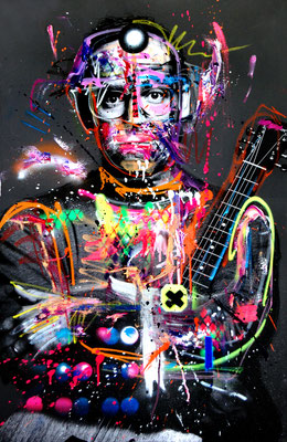 MARC JUNG X MARCO FISCHER // Bosse DER ULTRABASS, 2017, mixed media on canvas, 115x75cm 