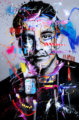 MARC JUNG X MARCO FISCHER // Kostja Ullmann ROSÉ KAVALIER, 2017, mixed media on canvas, 115x75cm