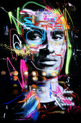 MARC JUNG X MARCO FISCHER // Maodo Lo SHOOTGUN, 2017, mixed media on canvas, 115x75cm