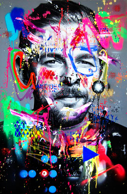 MARC JUNG X MARCO FISCHER // KLAAS HEUFER-UMLAUF THE FUNNY JOKO, 2019, mixed media on canvas, 115x75cm