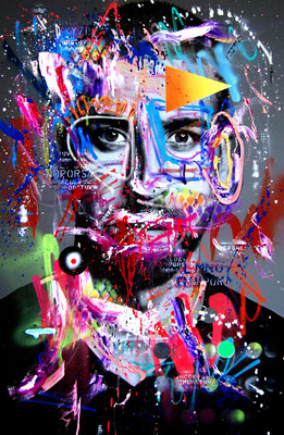 MARC JUNG X MARCO FISCHER // Sami Khedira BÜFFEL VON STUGGI, 2018, mixed media on canvas, 115x75cm